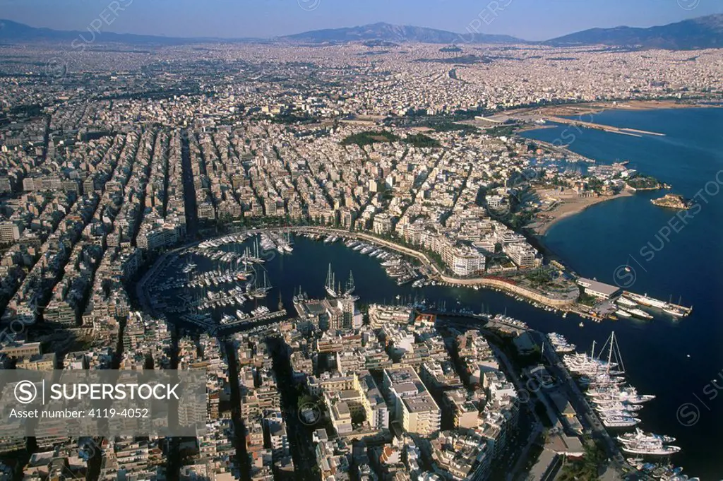 Aerial photograph of the Zea marina in the Greek city of Piraeus