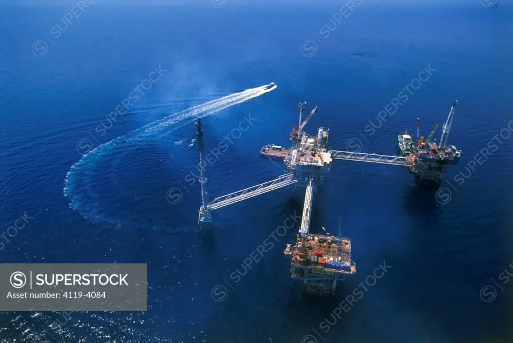 Aerial photograph of a Greek Oil_rig in the Mediterranea sea