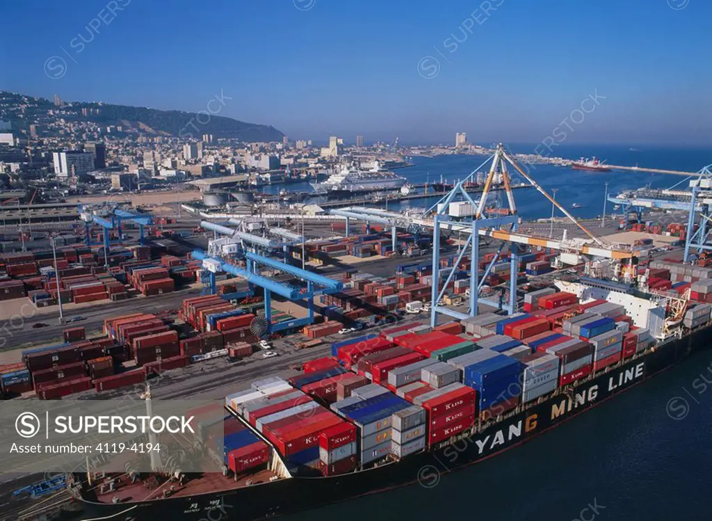 Aerail photograph of the Port of Haifa