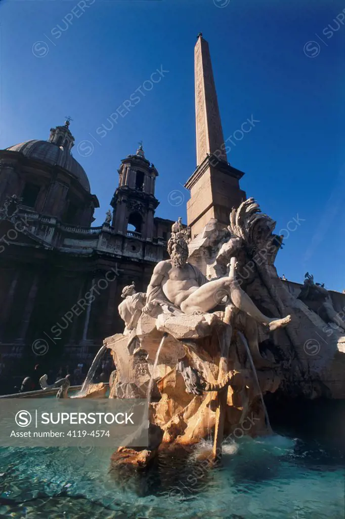 Photograph of an ancient fountain in Rome