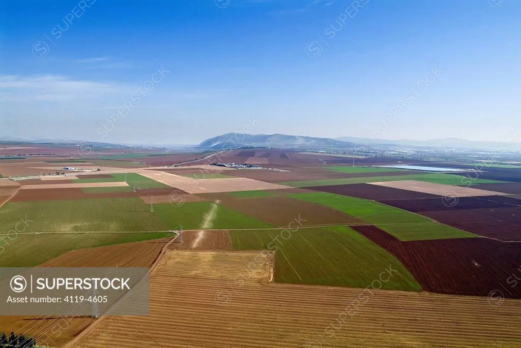 Aerial photograph of the fields of the Jezreel valley