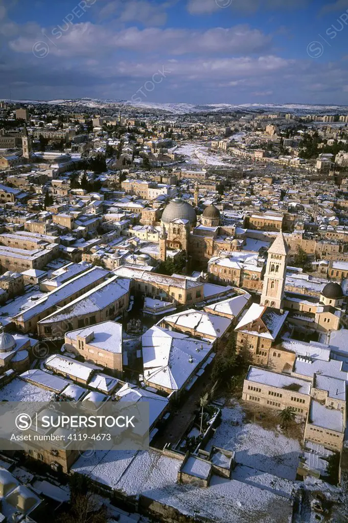 Aerial photograph of the Christian quarter in the old city of Jerusalem