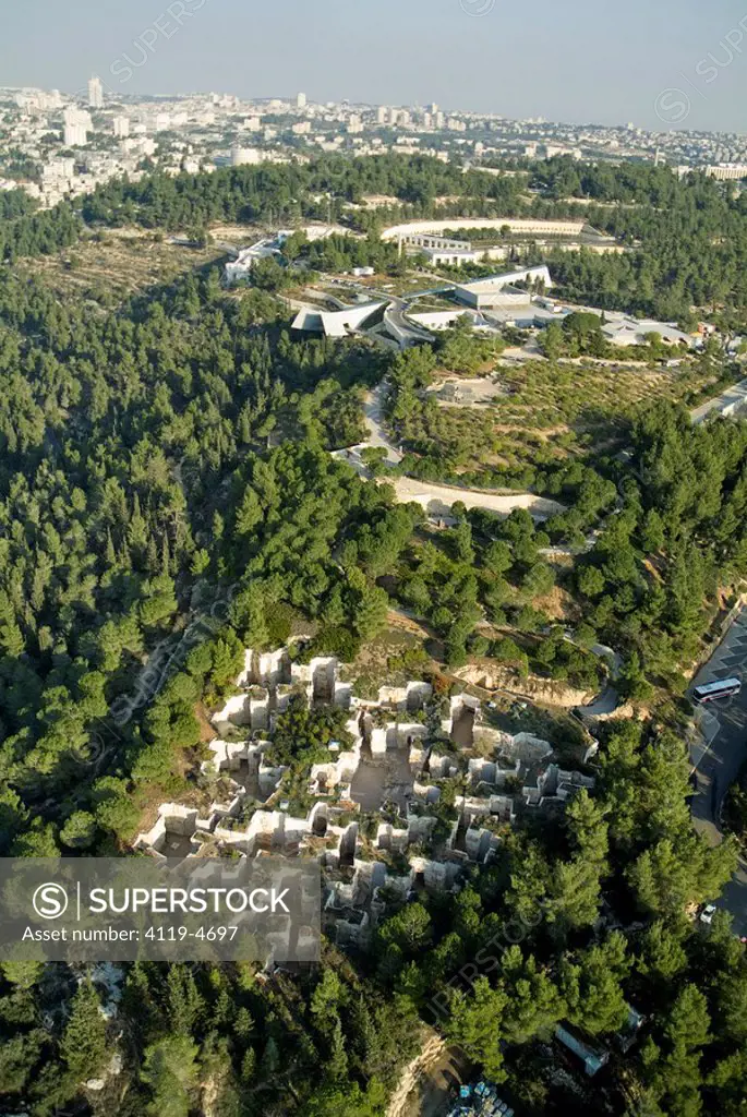 Aerial photograph of Yad VaShem in Western Jerusalem