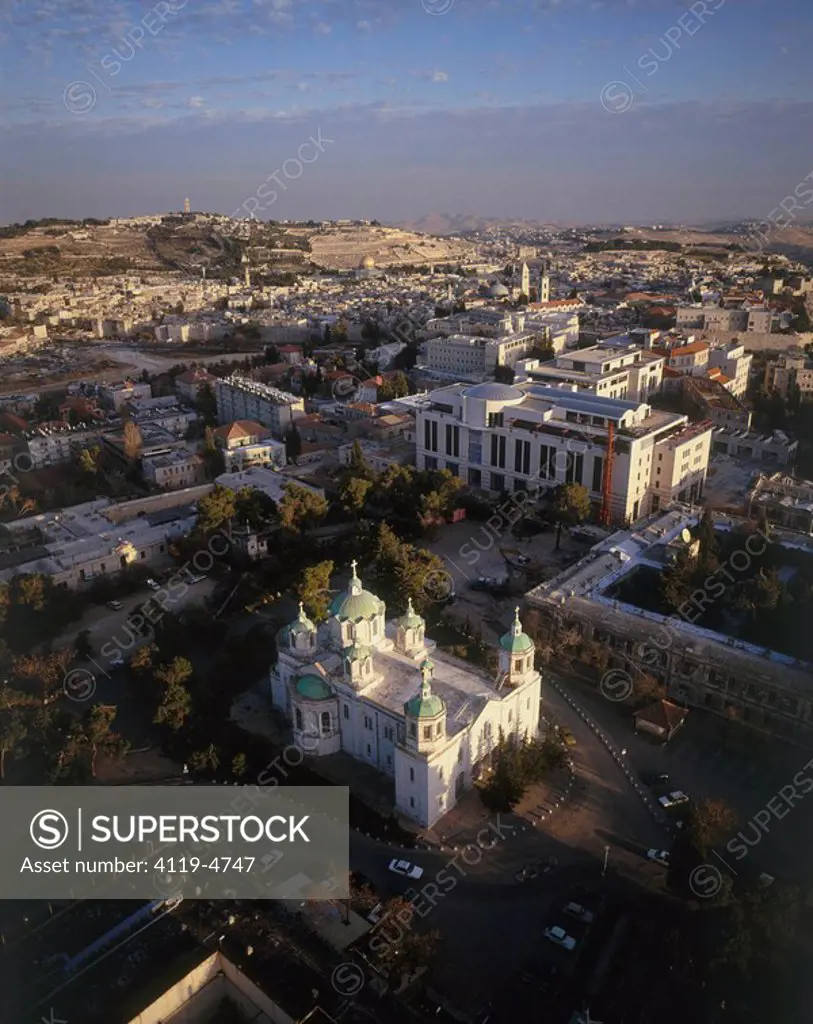 Aerial photograph of the Russian Orthodox church in Jerusalem