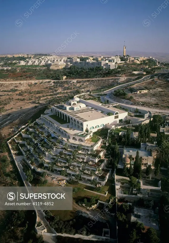 Aerial photograph of the Mormon center on mount Scops in Jerusalem