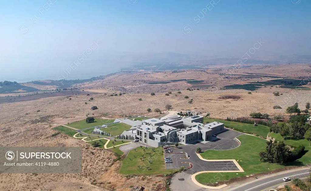 Aerial photograph of the Mass site in Korazim near the mount of Beatitudes in the Sea of Galilee