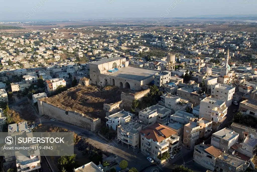 Aerial photograph of the arab village of Shefar´am in the lower Galilee