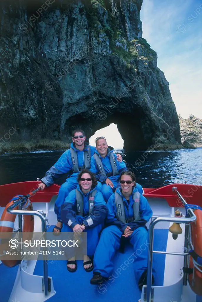 Photograph of turists on a boat in New Zealand