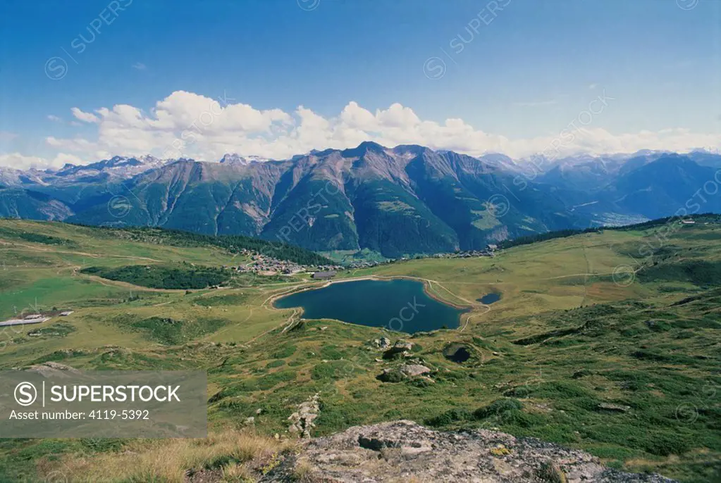 General view of a valley in Switzerland