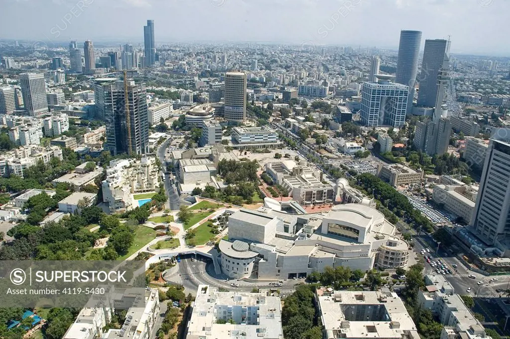Aerial photograph of Ha´Kamery theater in Tel Aviv
