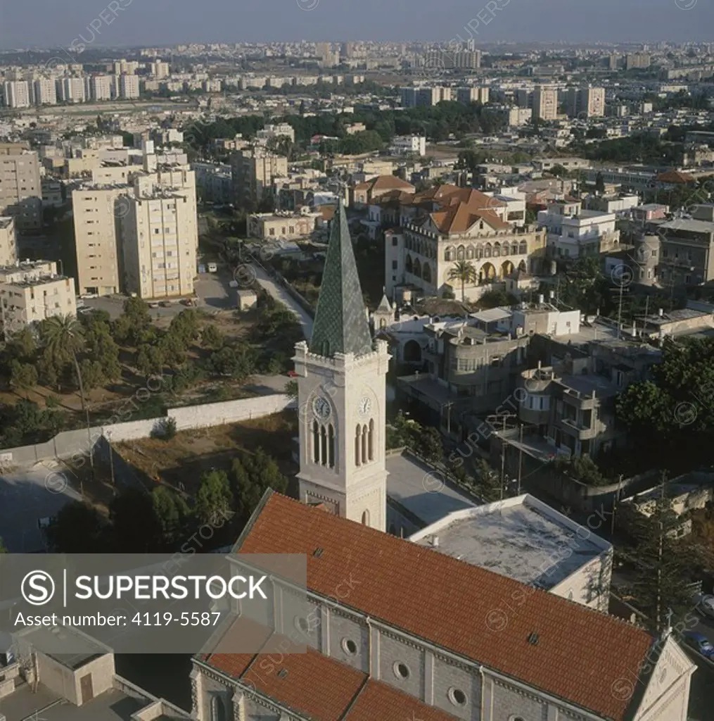 Aerial photograph of the Saint Antony church in Jaffa