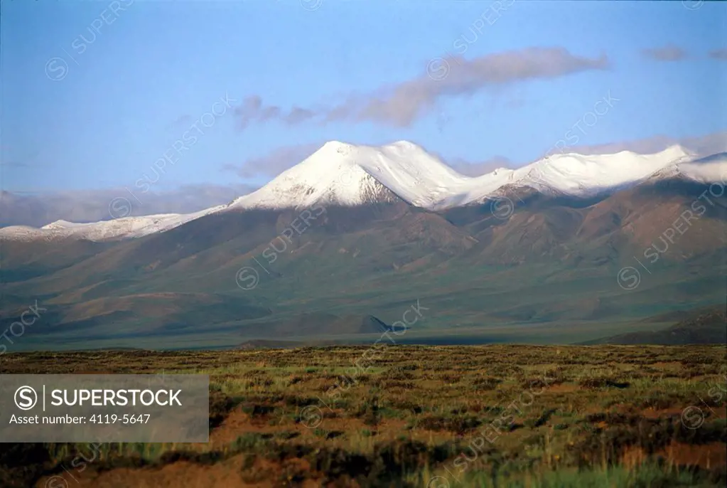 General view of a snowy ridge in Tibet