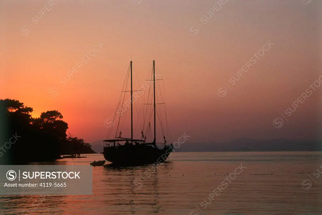 Photograph of a sail boat in the Mediterranean sea near Turkey