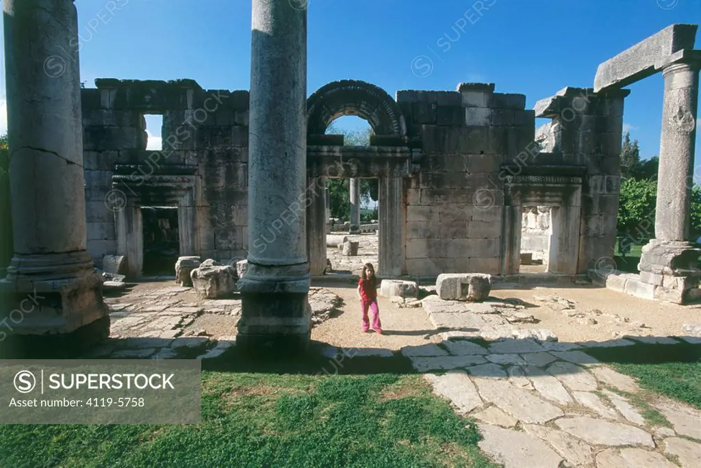 Photograph of the ancient synagogue of Baram in the Upper Galilee