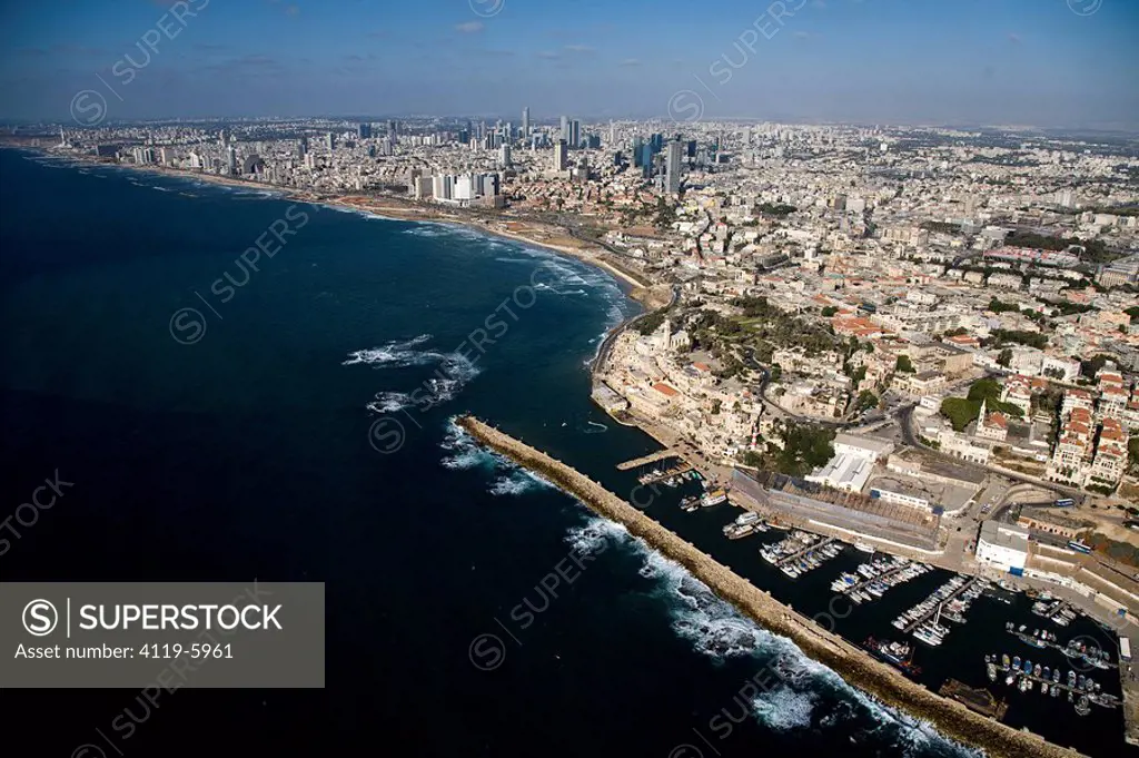 Aerial photograph of the port of Jaffa