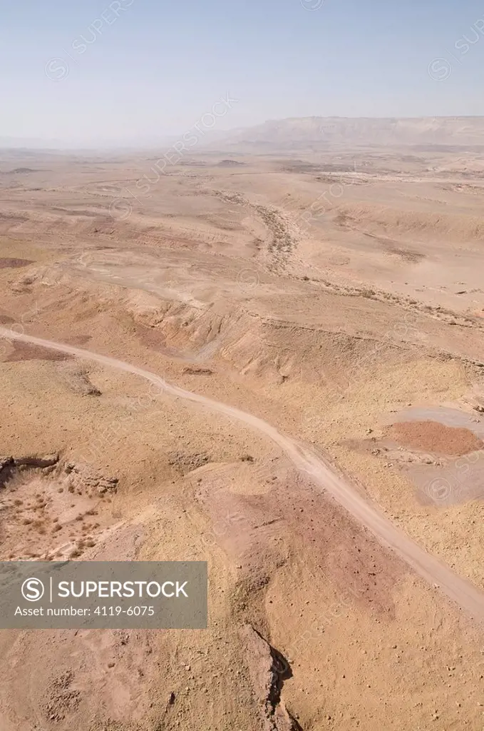 Aerial photograph of the Ramon Crater in the Negev desert