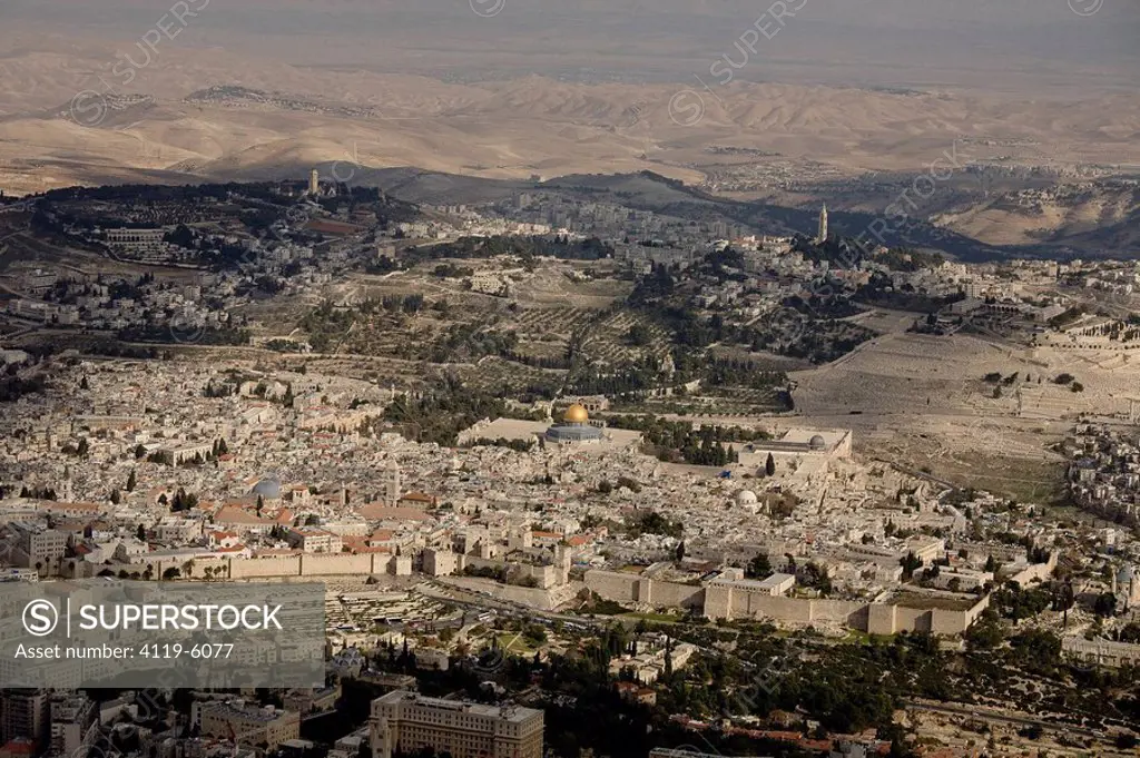 Aerial photograph of the old city of Jerusalem