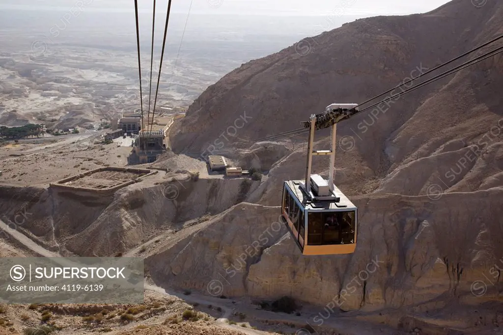 Photograph of the cable car of the archeologic site of Masada