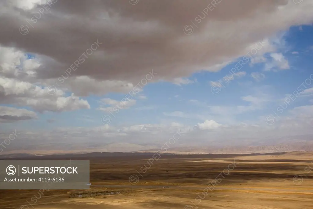 Aerial photograph of the landscape of the Arava at winter