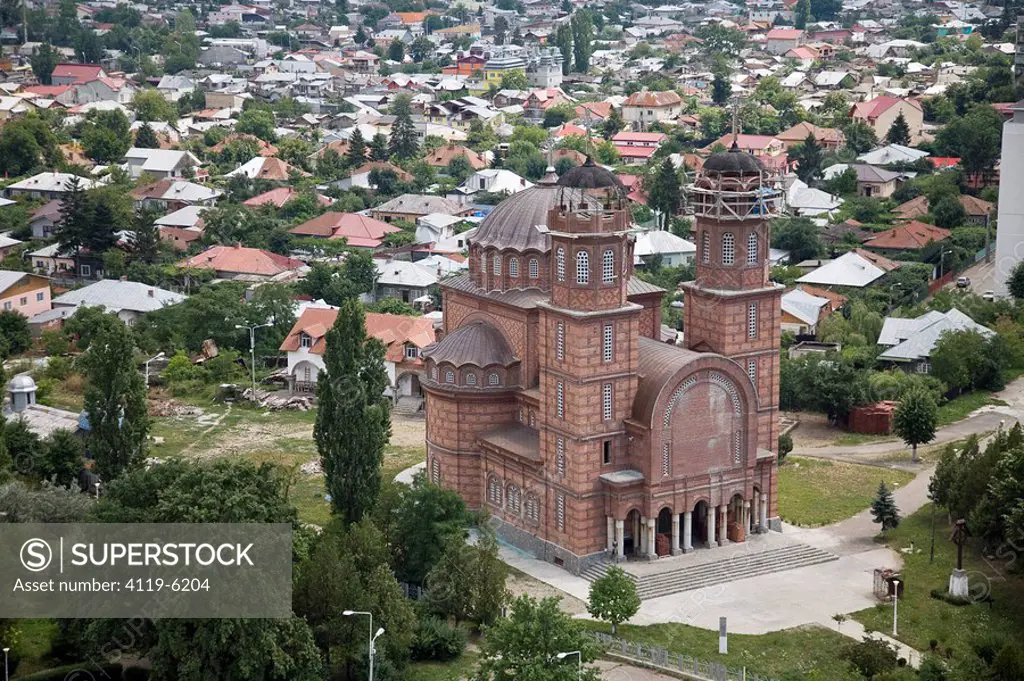 Aerial photograph of a church in Bucharest Romania