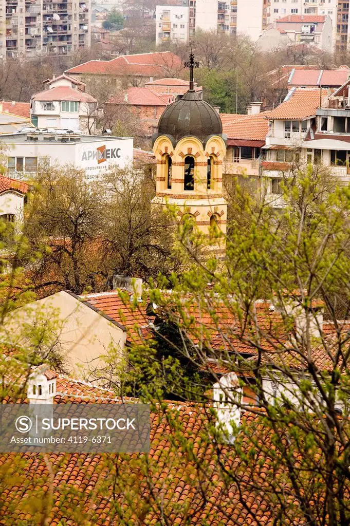 Photograph of a church´s tower in Plovdiv Bulgaria