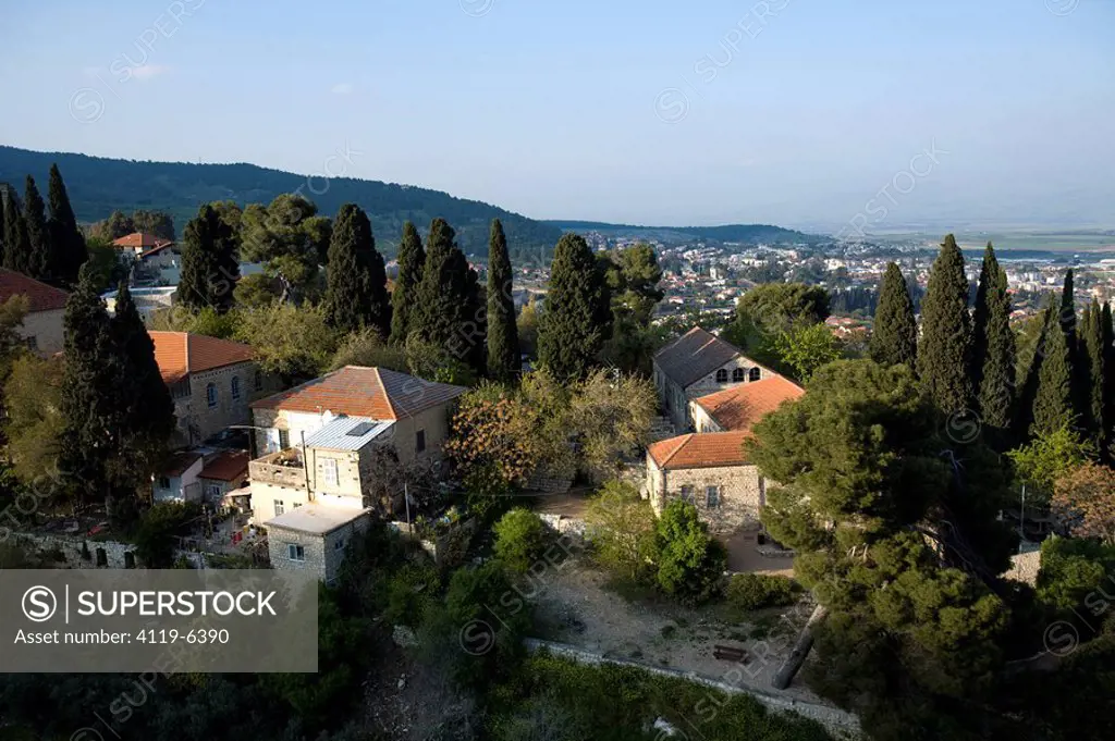 Aerial photograph of the village of Rosh Pina in the Upper Galilee