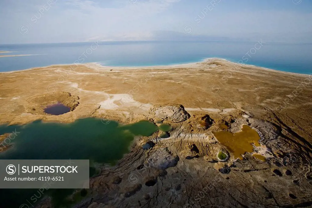 Aerial view of sinkholes near the Dead sea