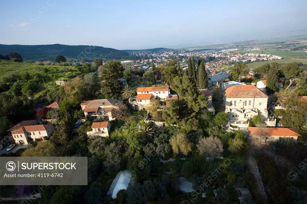 Aerial photograph of the village of Rosh Pina in the Upper Galilee