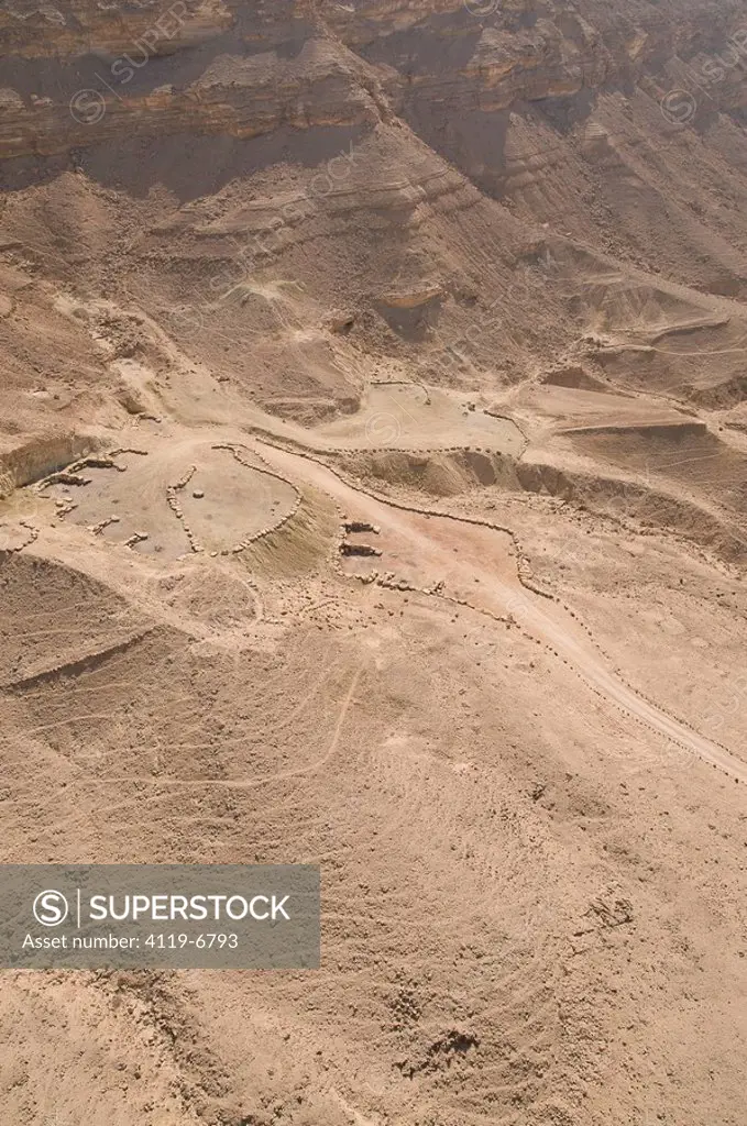 Aerial photograph of the Ramon Crater in the Negev desert