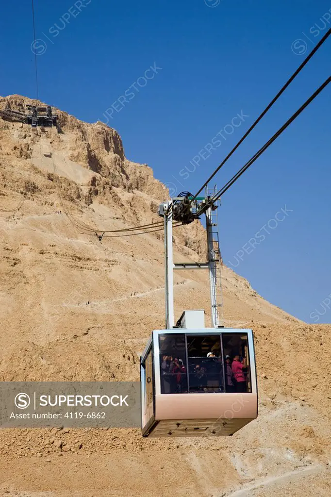 Photograph of the cable car of the archeologic site of Masada