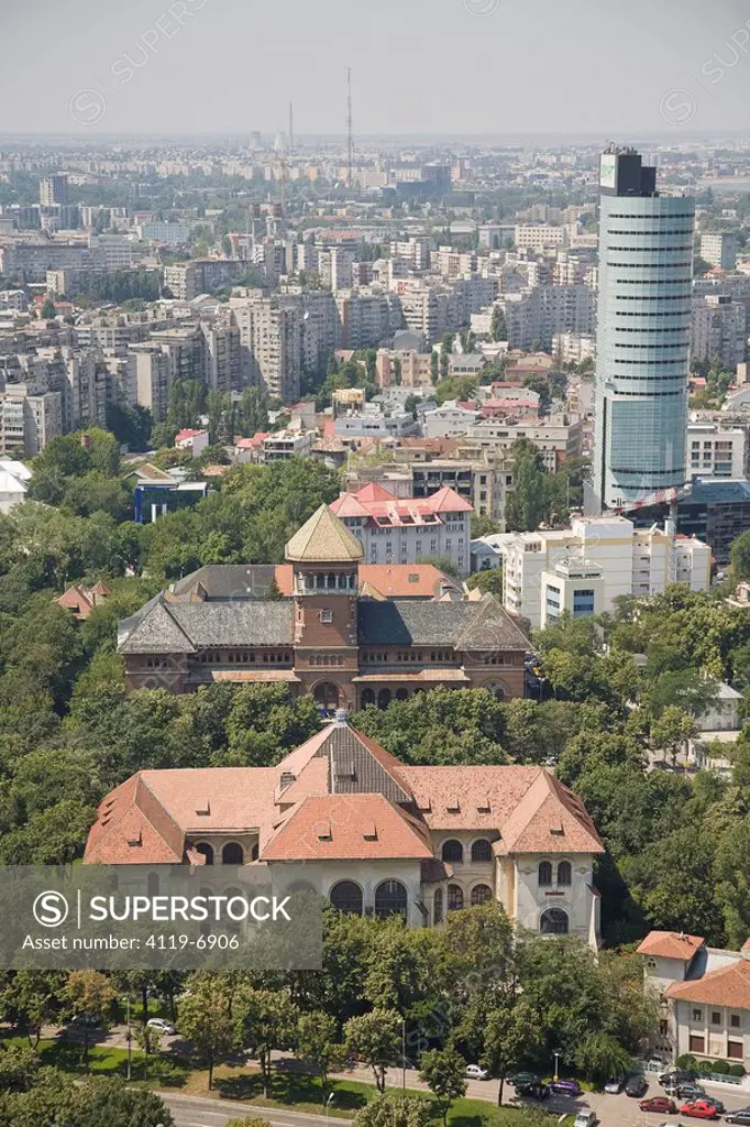 Aerial photograph of the city of Bucharest Romania