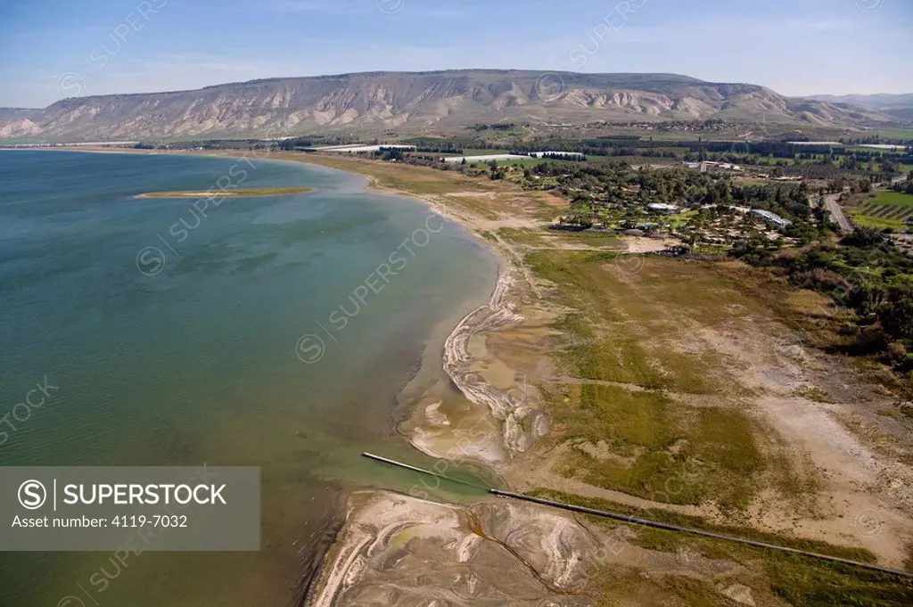 Aerial photograph of the Sea of Galilee