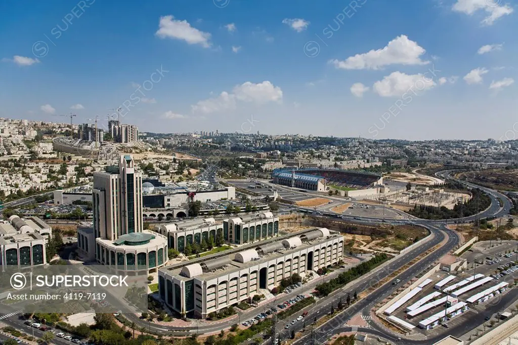 Aerial photograph of the Malha shopping center in western Jerusalem