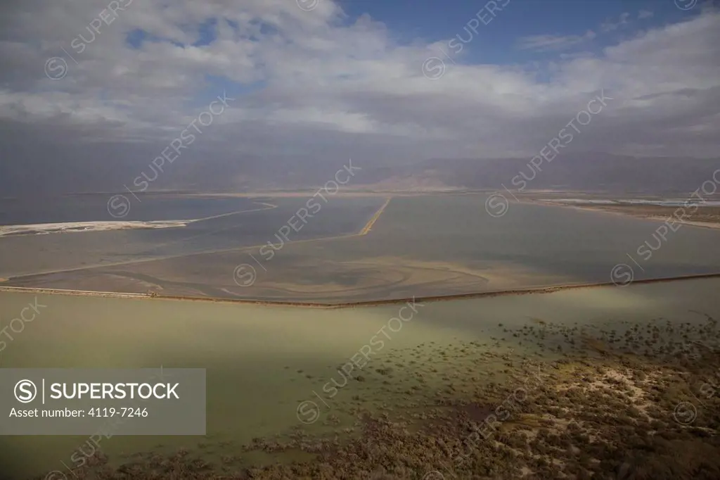 Aerial photograph of the southern basin of the Dead sea