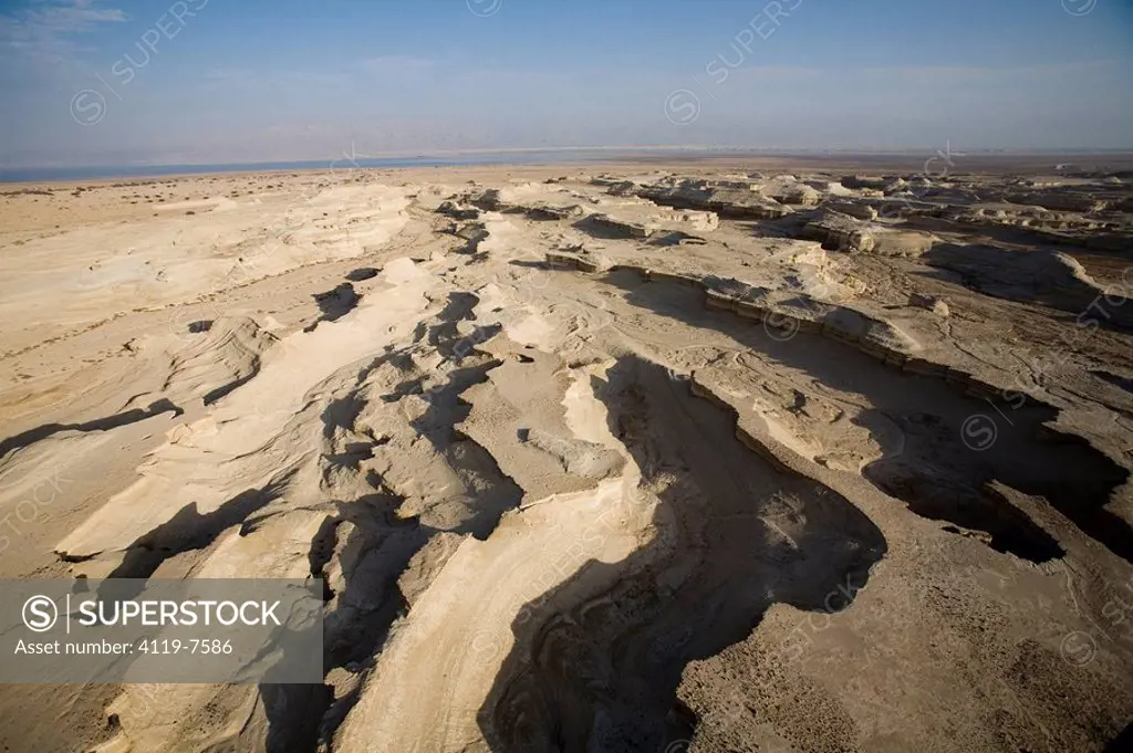 Aerial photograph of the landscape of the Judean desert