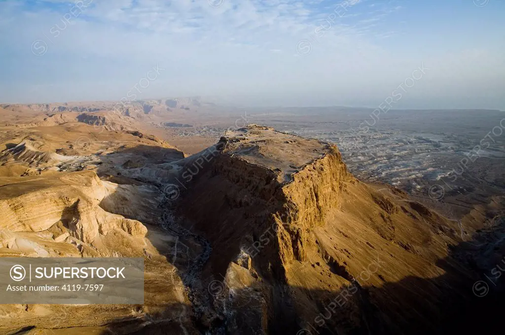 Aerial photograph of Masada in the Judean desert