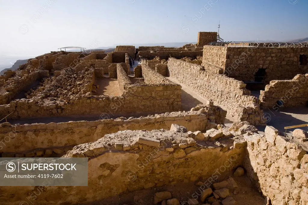 Photograph of the ruins of the storage rooms of Masada