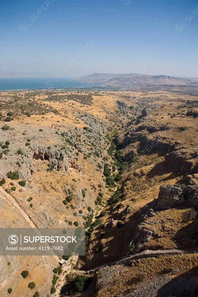 Aerial photograph of the Amud stream in the Galilee