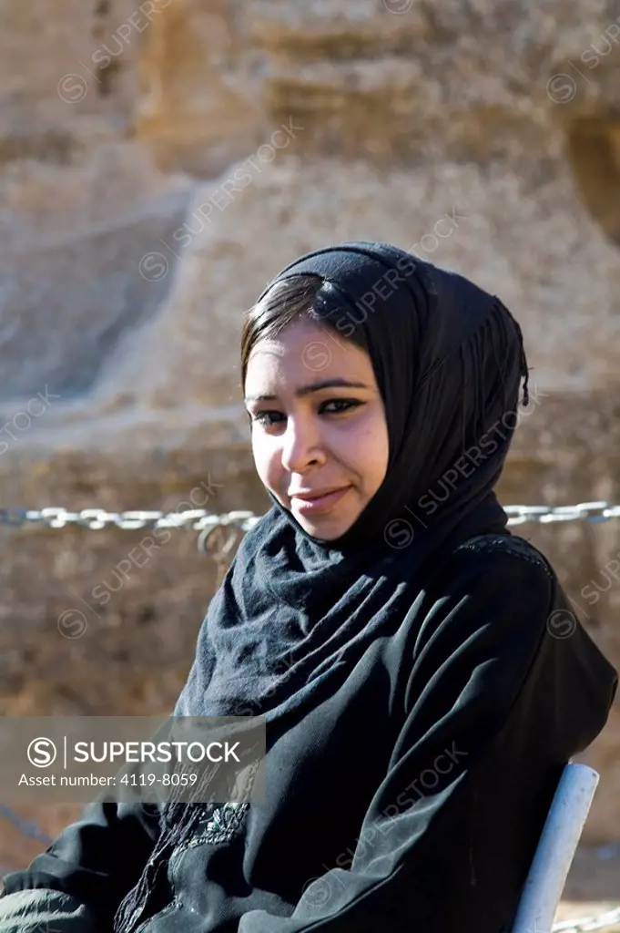 Closeup of a young Beduin girl in the Jordanian desert