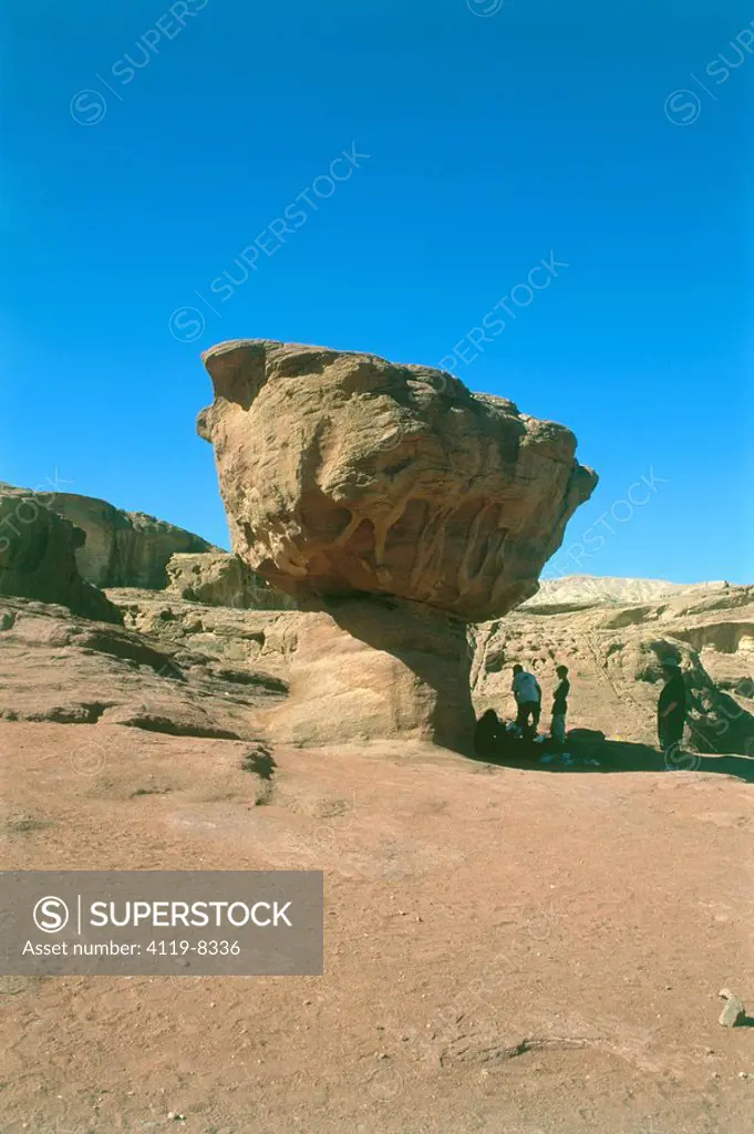 Abstract view of rocks shaped as a mushroom in the Timna valley
