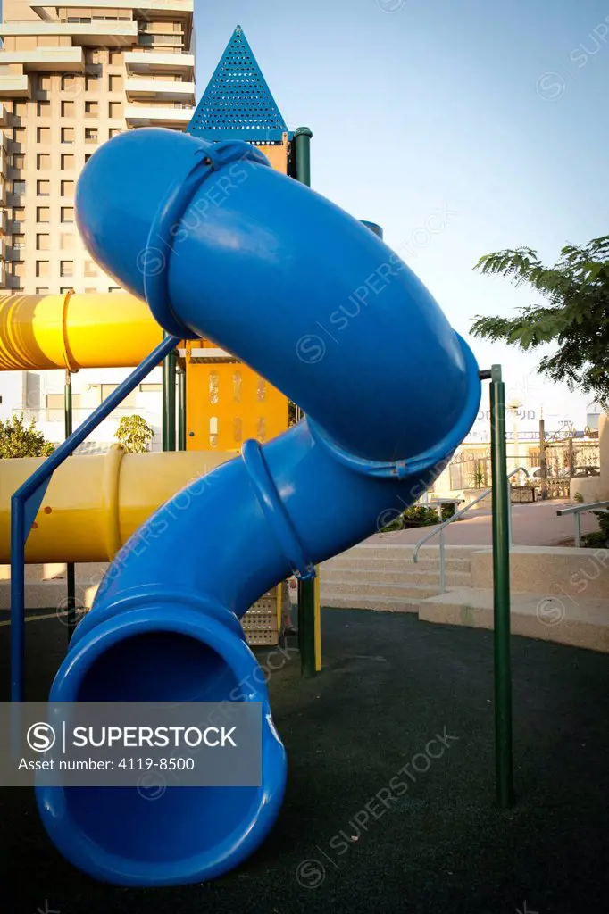 A photo of a slide in a playground in Ashdod