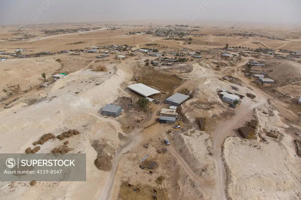 An aerial photo of a beduin settlement near Beer Sheva