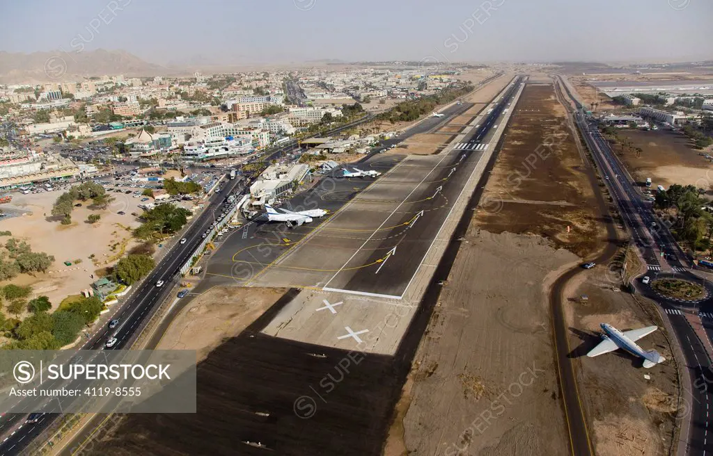 An aerial photo of Eilat Airport