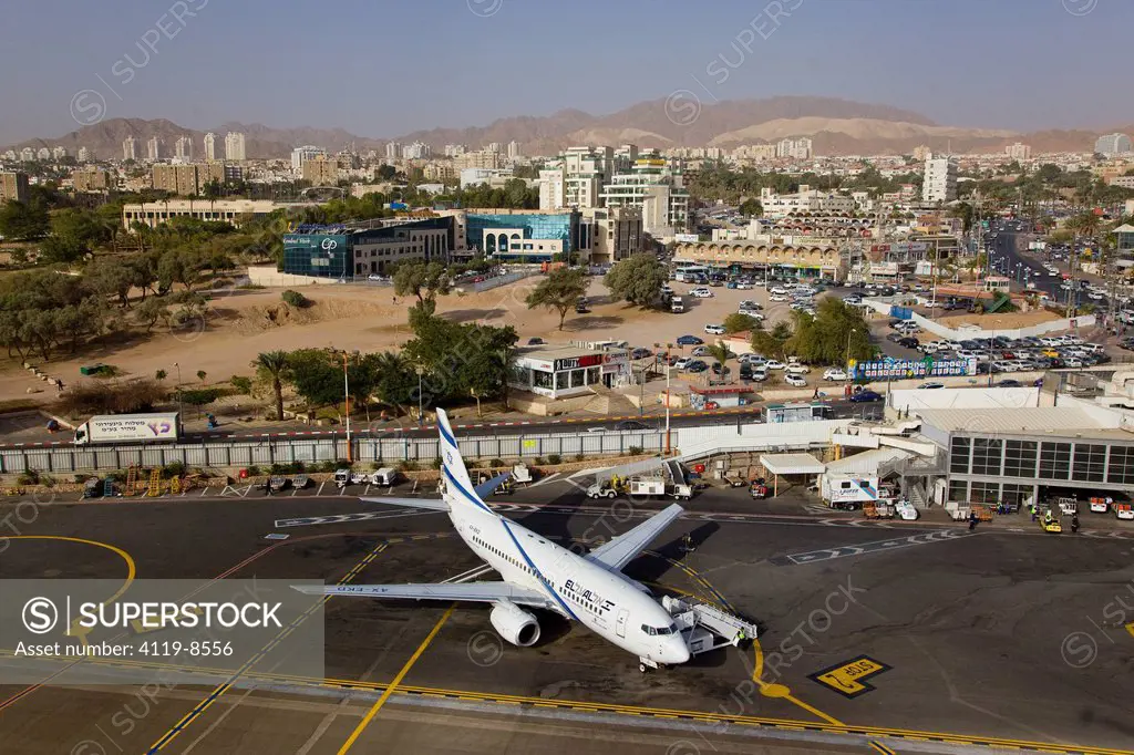 An aerial photo of Eilat Airport