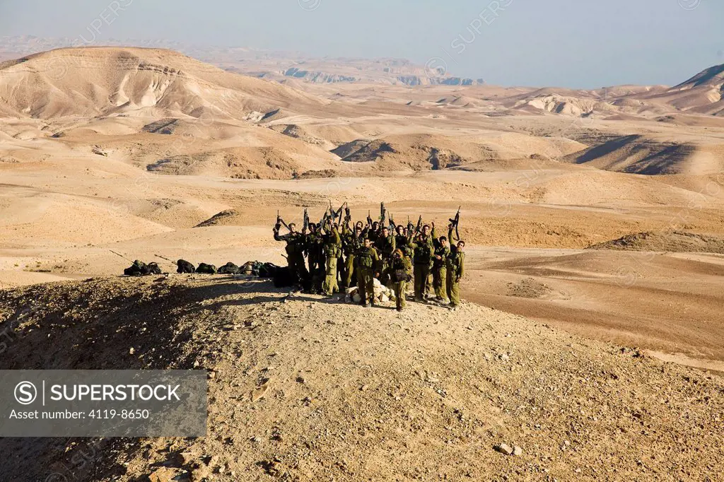 Aerial photograph of soldiers training in the Negev desert