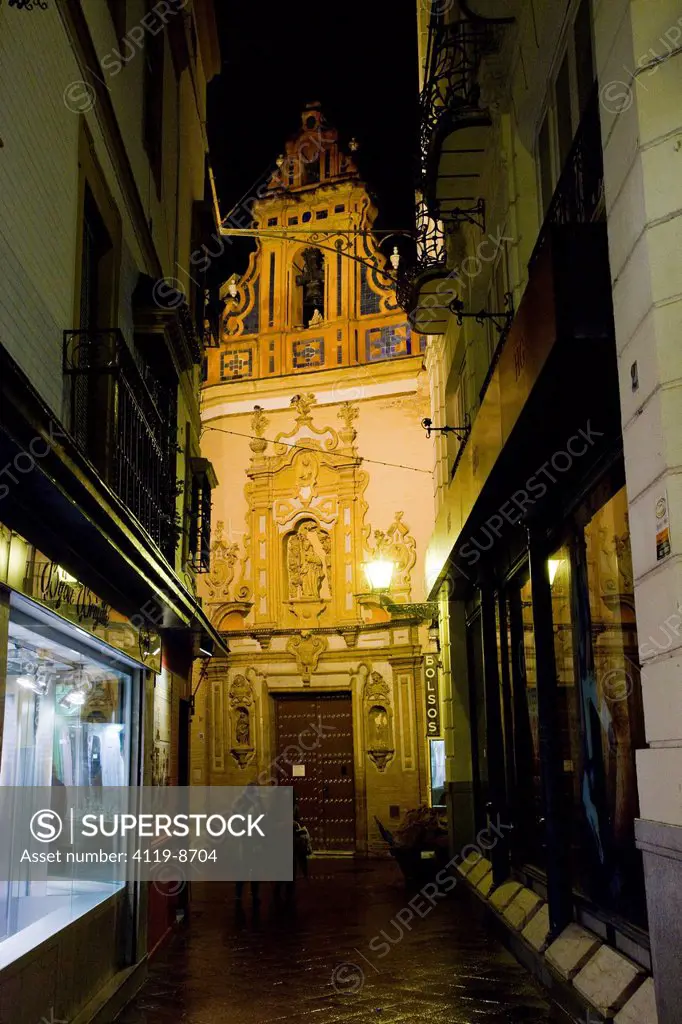 Church by night in Sevilla