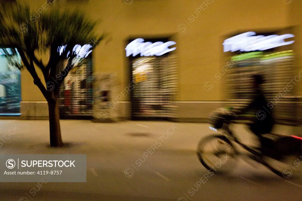 Night photograph of the streets of Seville in Andalusia Spain