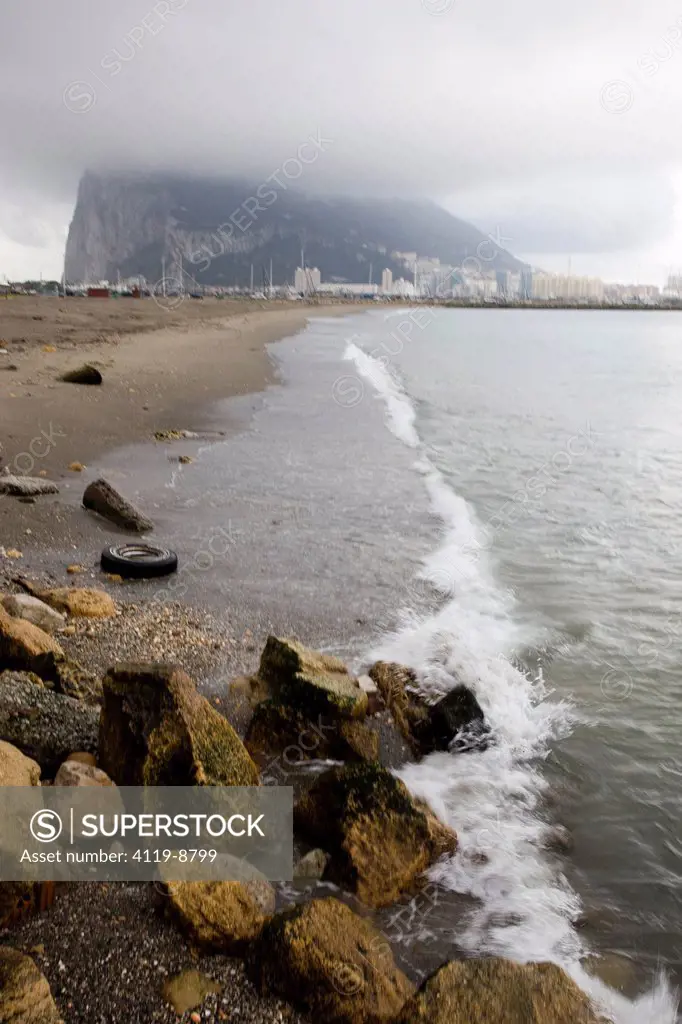 Photograph of shores of Gibraltar and the Mediterranean sea