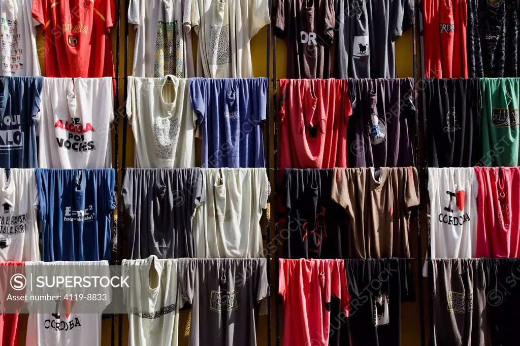 Photograph of T_shirts in a market in Cordova