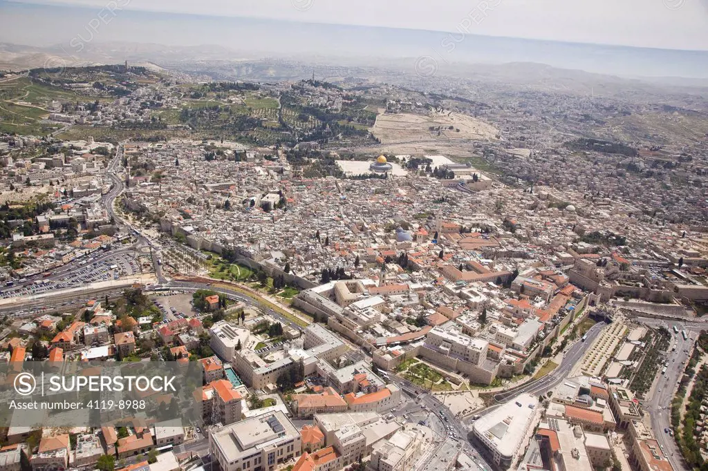 Aerial photograph of the old city of Jerusalem